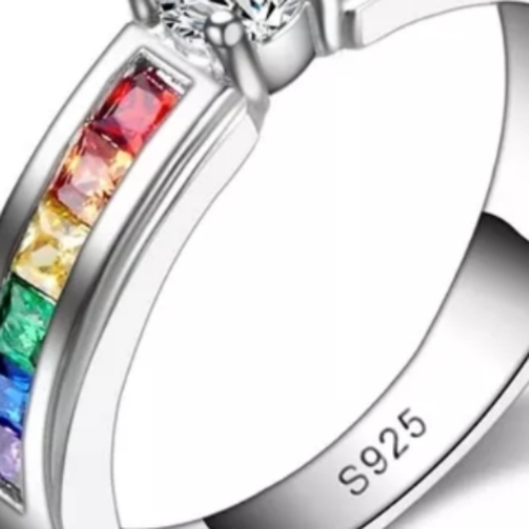 New 925 Sterling Silver Ring Colorful Tension Setting Ring Sizes: 6, 7, 8 NWT - Picture 7 of 7